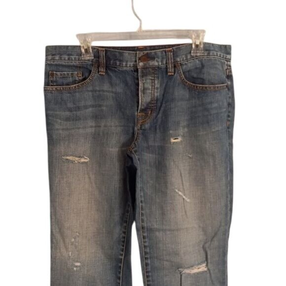 Ann Taylor Loft Size 8 Jeans Boyfriend Distressed Blue Denim - Picture 4 of 13